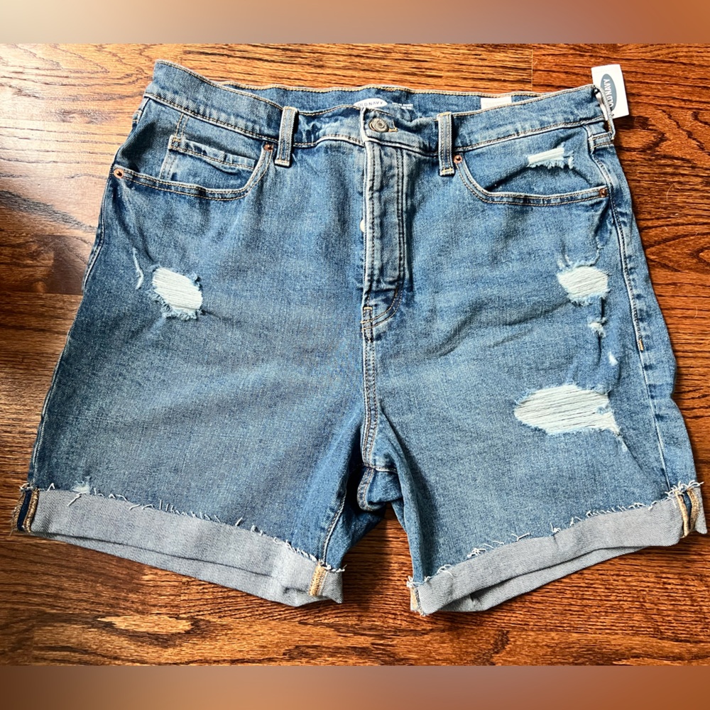 NWT. Old Navy Sky-high shorts. Extra high rise. Destructed look. Button fly.